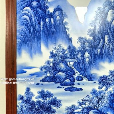 TRANH SỨ KHUNG GỖ GIANG SƠN LỘ TĨNH